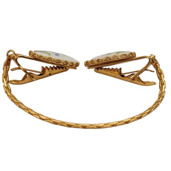 Oval Painted Forget Me Not Flower Cameo Style Sweater Clips E254 - Picture 3 of 9